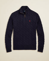 St. Martin Co RL Navy Cable Half-Zip Knit — detail view