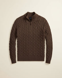 St. Martin Co RL Navy Cable Half-Zip Knit — detail view