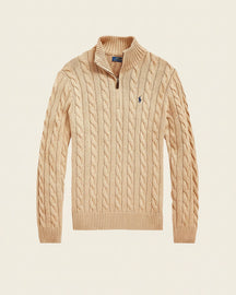 St. Martin Co RL Navy Cable Half-Zip Knit — detail view