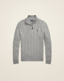St. Martin Co RL Navy Cable Half-Zip Knit — detail view