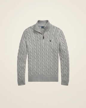 St. Martin Co RL Navy Cable Half-Zip Knit — detail view