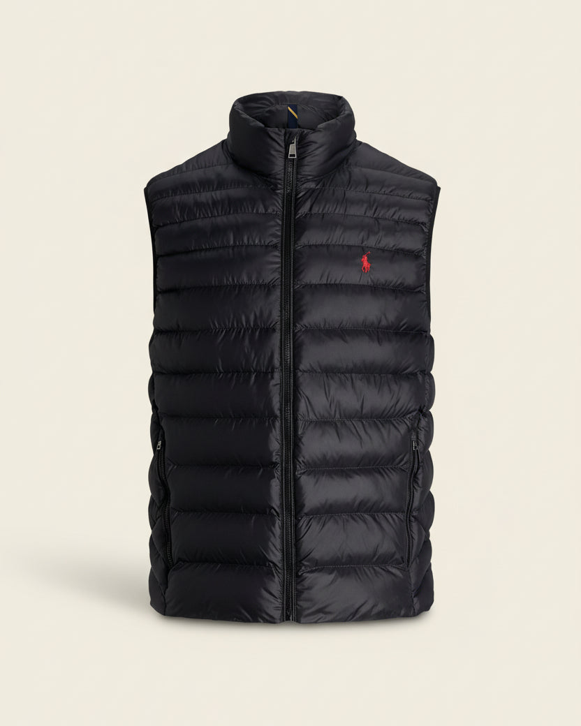 St. Martin Co RL Quilted Gilet Funnel Neck Black — detail view