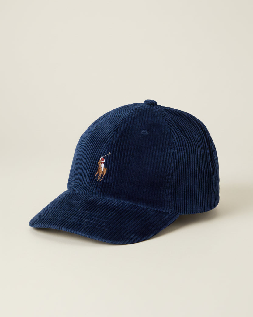 St. Martin Co RL Navy Corduroy Six-Panel Baseball Cap — side view