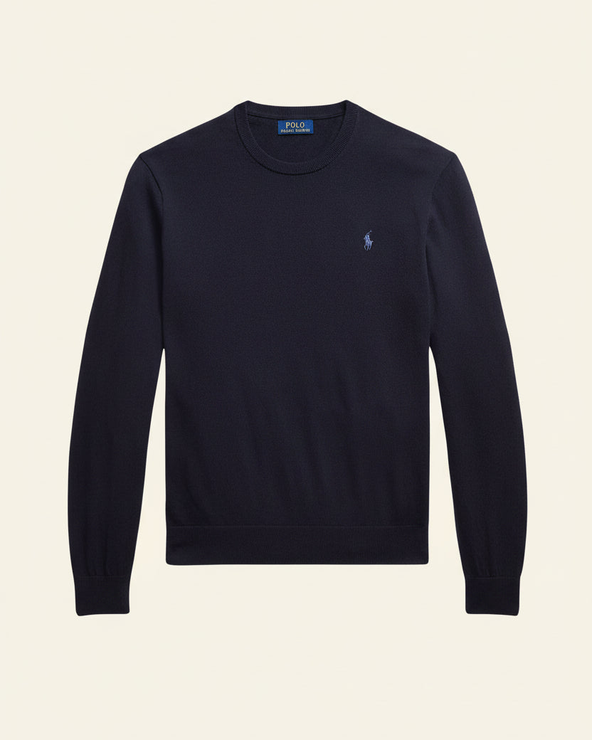 St. Martin Co RL Navy Fine Knit Crewneck Sweater — detail view
