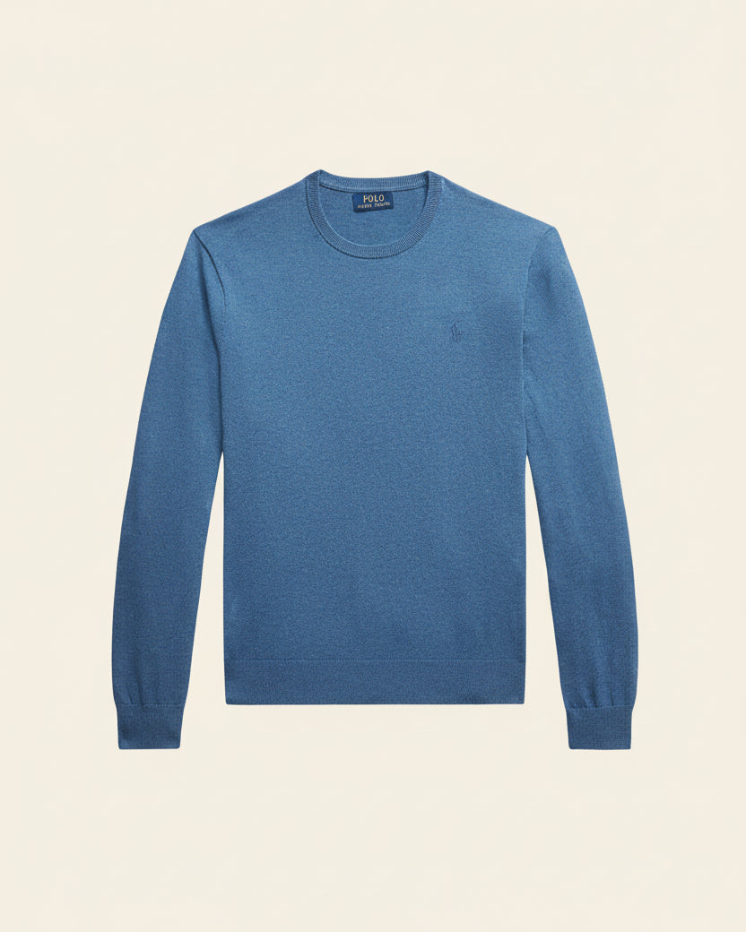 St. Martin Co RL Navy Fine Knit Crewneck Sweater — detail view