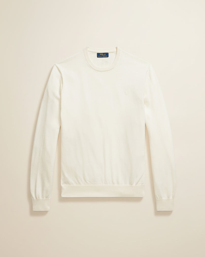 St. Martin Co RL Navy Fine Knit Crewneck Sweater — lifestyle view