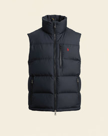 St. Martin Co RL Navy Quilted Down Gilet Stand Collar — detail view