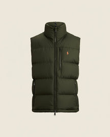 St. Martin Co RL Navy Quilted Down Gilet Stand Collar — detail view