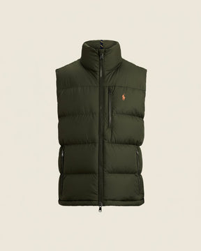 St. Martin Co RL Navy Quilted Down Gilet Stand Collar — detail view