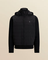 St. Martin Co Quilted Hybrid Hooded Fleece Jacket Black — detail view