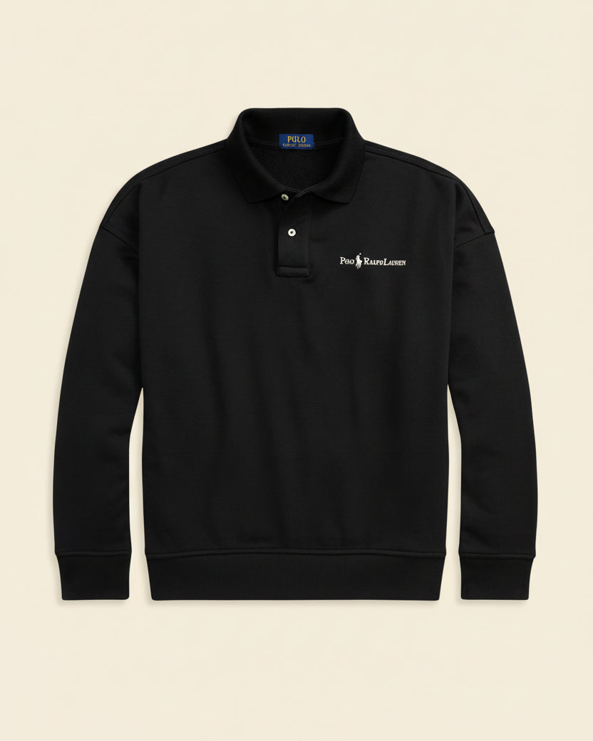 St. Martin Co RL Forest Green Polo Collar Sweatshirt — detail view