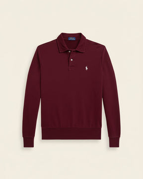 St. Martin Co RL Burgundy Long-Sleeve Knit Polo — detail view