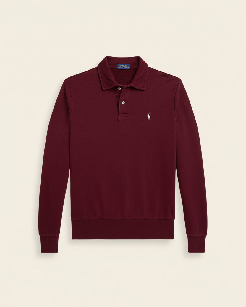 St. Martin Co RL Burgundy Long-Sleeve Knit Polo — detail view