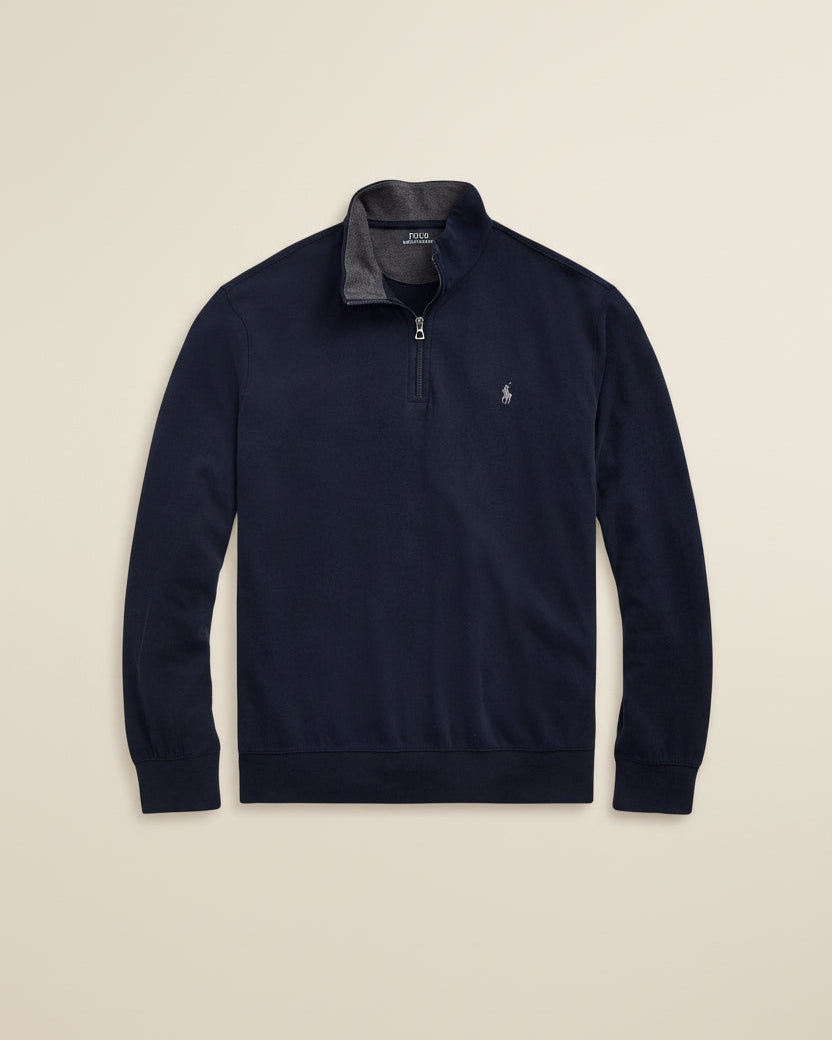 St. Martin Co RL Navy Quarter-Zip Fleece Pullover — detail view