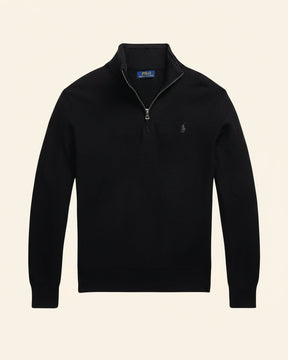 St. Martin Co RL Navy Waffle-Knit Quarter-Zip Pullover — detail view
