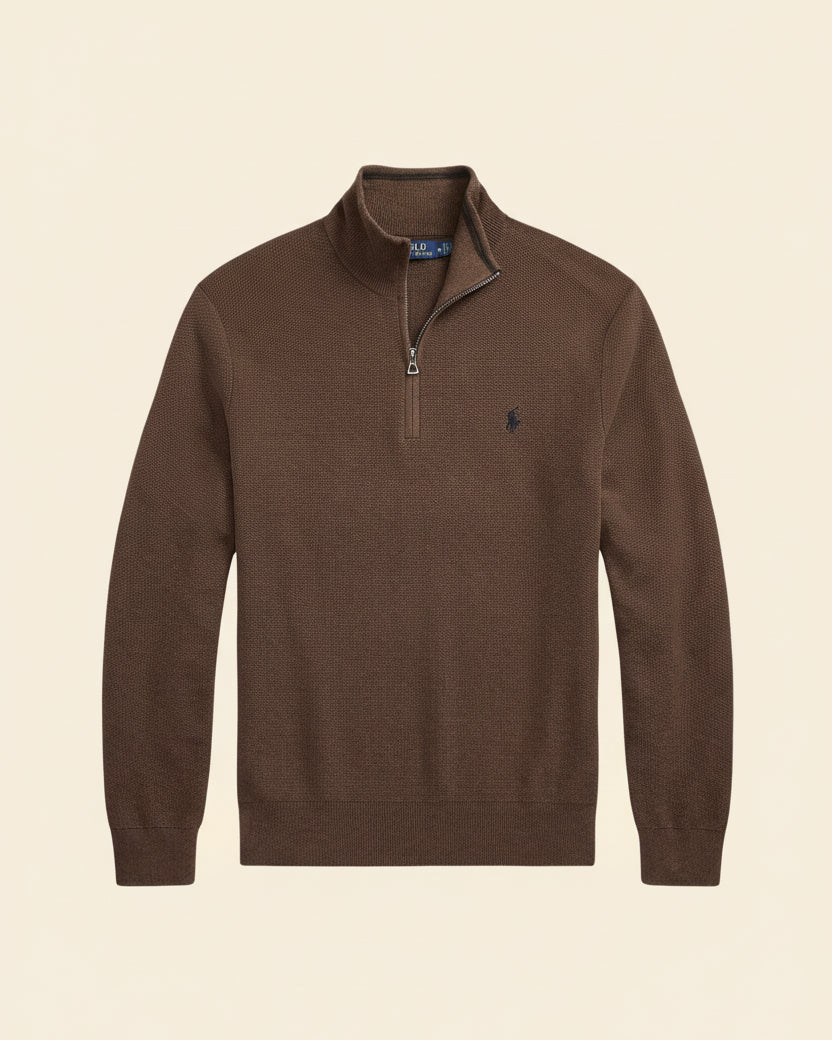 St. Martin Co RL Navy Waffle-Knit Quarter-Zip Pullover — detail view