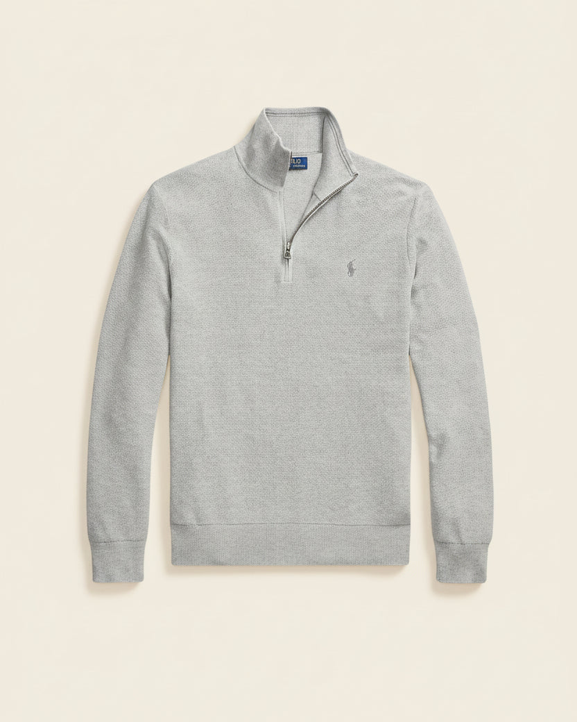 St. Martin Co RL Navy Waffle-Knit Quarter-Zip Pullover — detail view