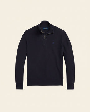 St. Martin Co RL Navy Waffle-Knit Quarter-Zip Pullover — lifestyle view