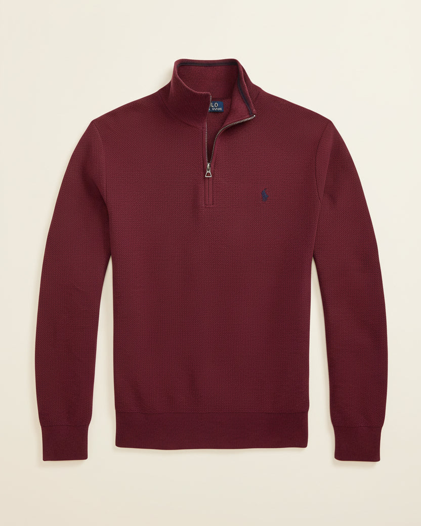 St. Martin Co RL Navy Waffle-Knit Quarter-Zip Pullover — detail view