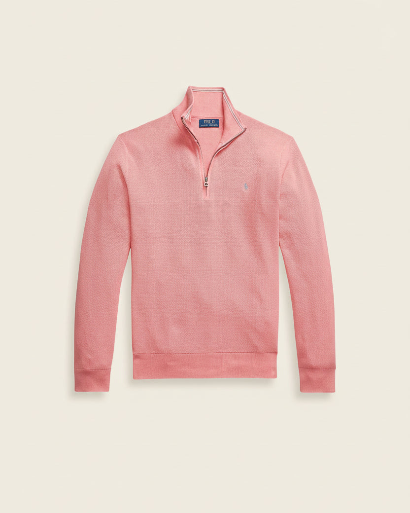 St. Martin Co RL Navy Waffle-Knit Quarter-Zip Pullover — detail view