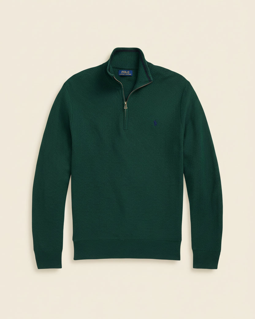 St. Martin Co RL Navy Waffle-Knit Quarter-Zip Pullover — detail view