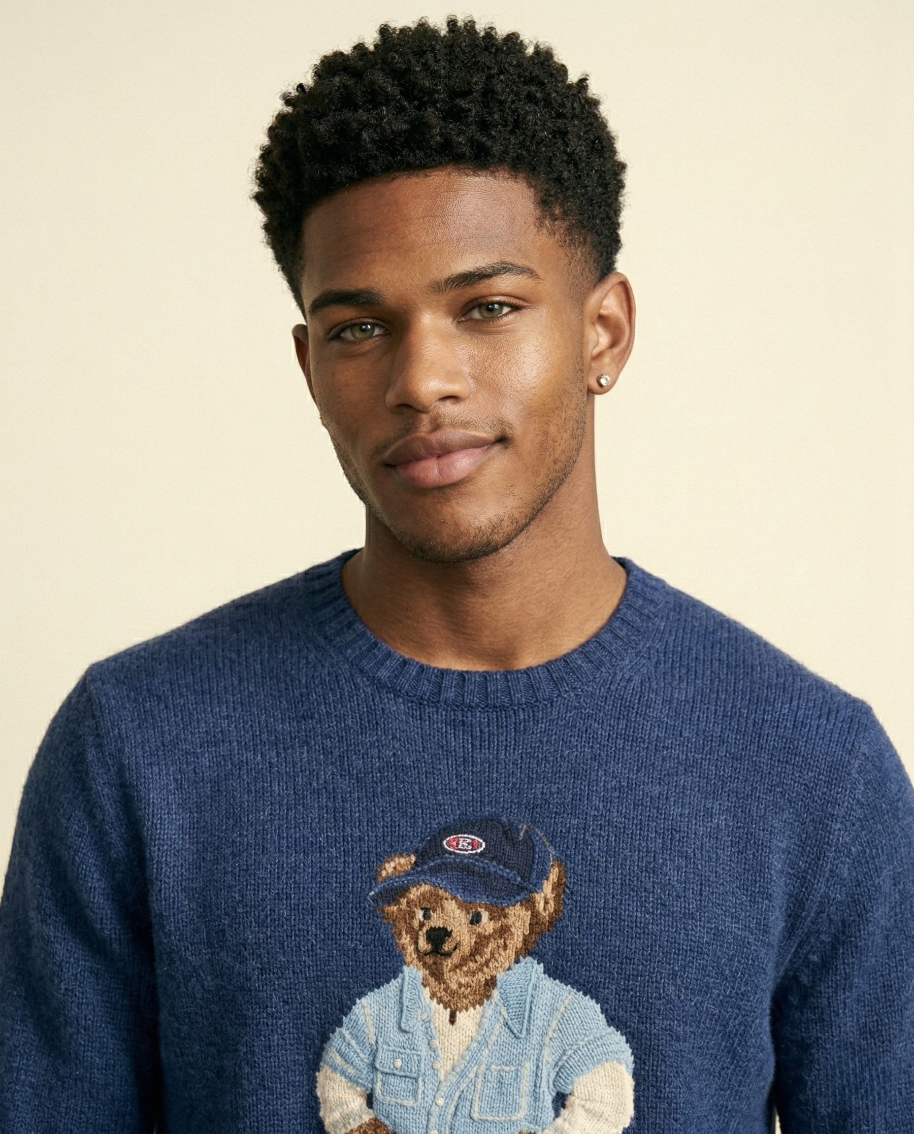 St. Martin Co RL Denim Bear Crewneck Knit Sweater — side view