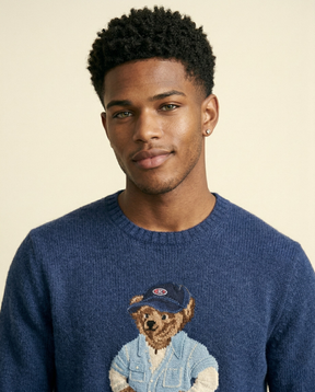 St. Martin Co RL Denim Bear Crewneck Knit Sweater — side view