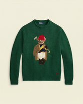 St. Martin Co RL Forest Green Bear Intarsia Crewneck — front view