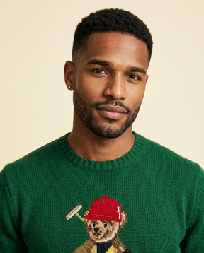 St. Martin Co RL Forest Green Bear Intarsia Crewneck — side view
