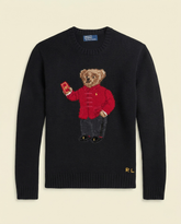 St. Martin Co RL Black Bear Intarsia Crew Knit — front view