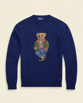 St. Martin Co RL Bear Intarsia Navy Crewneck Knit — front view