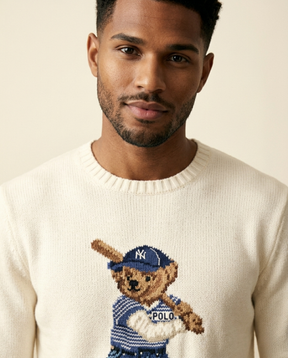 St. Martin Co RL Batter Bear Intarsia Crew Knit — back view
