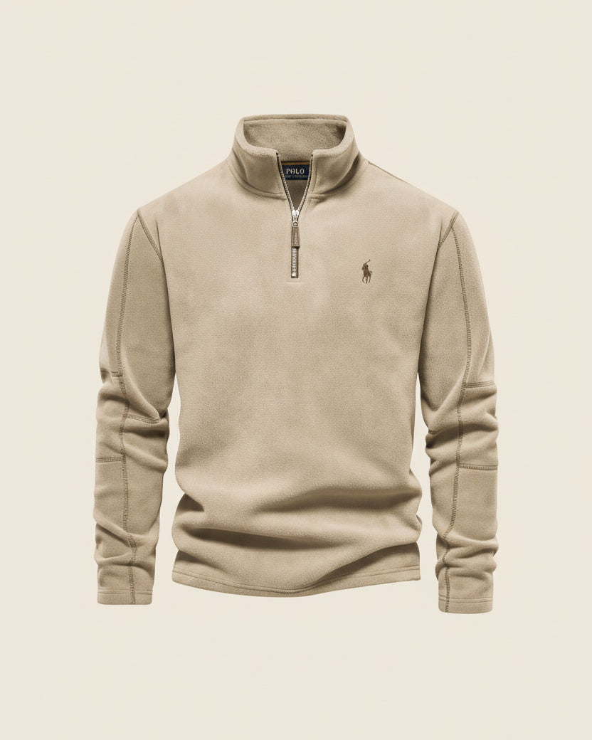 St. Martin Co RL Harbour Blue Fleece Half-Zip — detail view