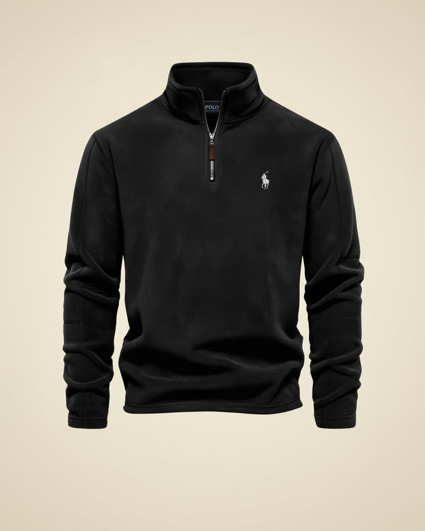 St. Martin Co RL Harbour Blue Fleece Half-Zip — detail view