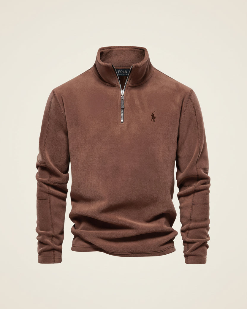 St. Martin Co RL Harbour Blue Fleece Half-Zip — detail view