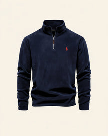 St. Martin Co RL Harbour Blue Fleece Half-Zip — lifestyle view
