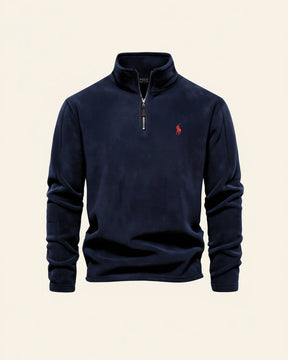 St. Martin Co RL Harbour Blue Fleece Half-Zip — lifestyle view