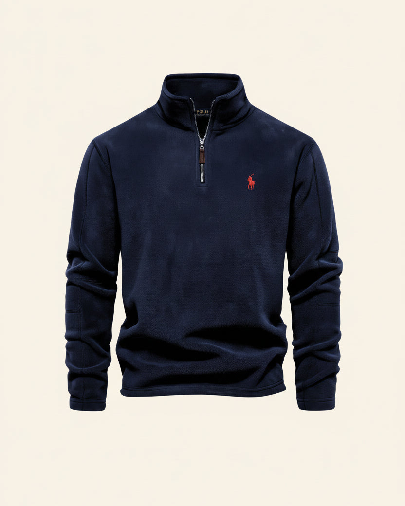 St. Martin Co RL Harbour Blue Fleece Half-Zip — lifestyle view