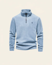 St. Martin Co RL Harbour Blue Fleece Half-Zip — detail view