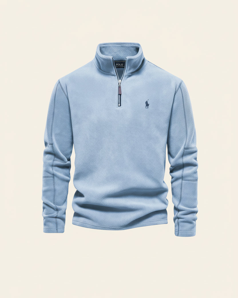 St. Martin Co RL Harbour Blue Fleece Half-Zip — detail view