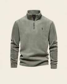 St. Martin Co RL Harbour Blue Fleece Half-Zip — detail view