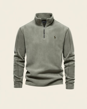 St. Martin Co RL Harbour Blue Fleece Half-Zip — detail view