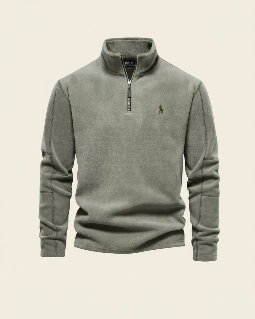 St. Martin Co RL Harbour Blue Fleece Half-Zip — detail view