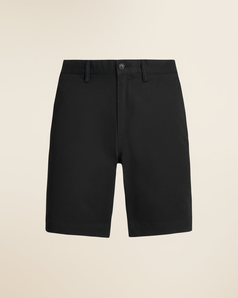 St. Martin Co Tailored Black Chino Shorts Clean Cut — front view