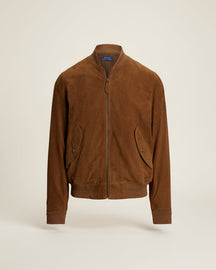 St. Martin Co RL Black Suede Varsity Collar Bomber — detail view