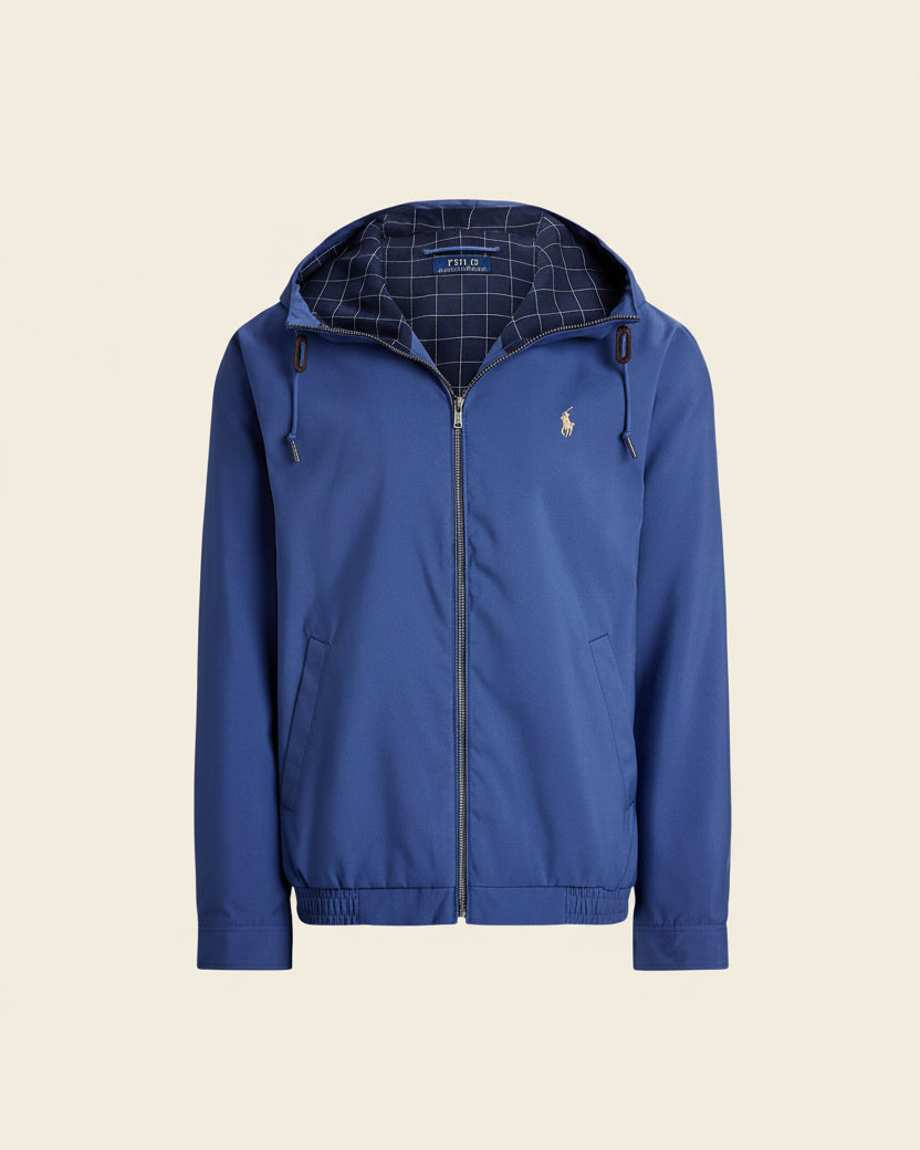 St. Martin Co RL Tan Hooded Cotton Twill Zip Jacket — side view