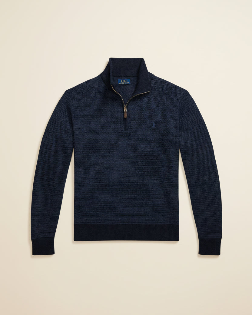 St. Martin Co RL Forest Waffle Half-Zip Knit — detail view