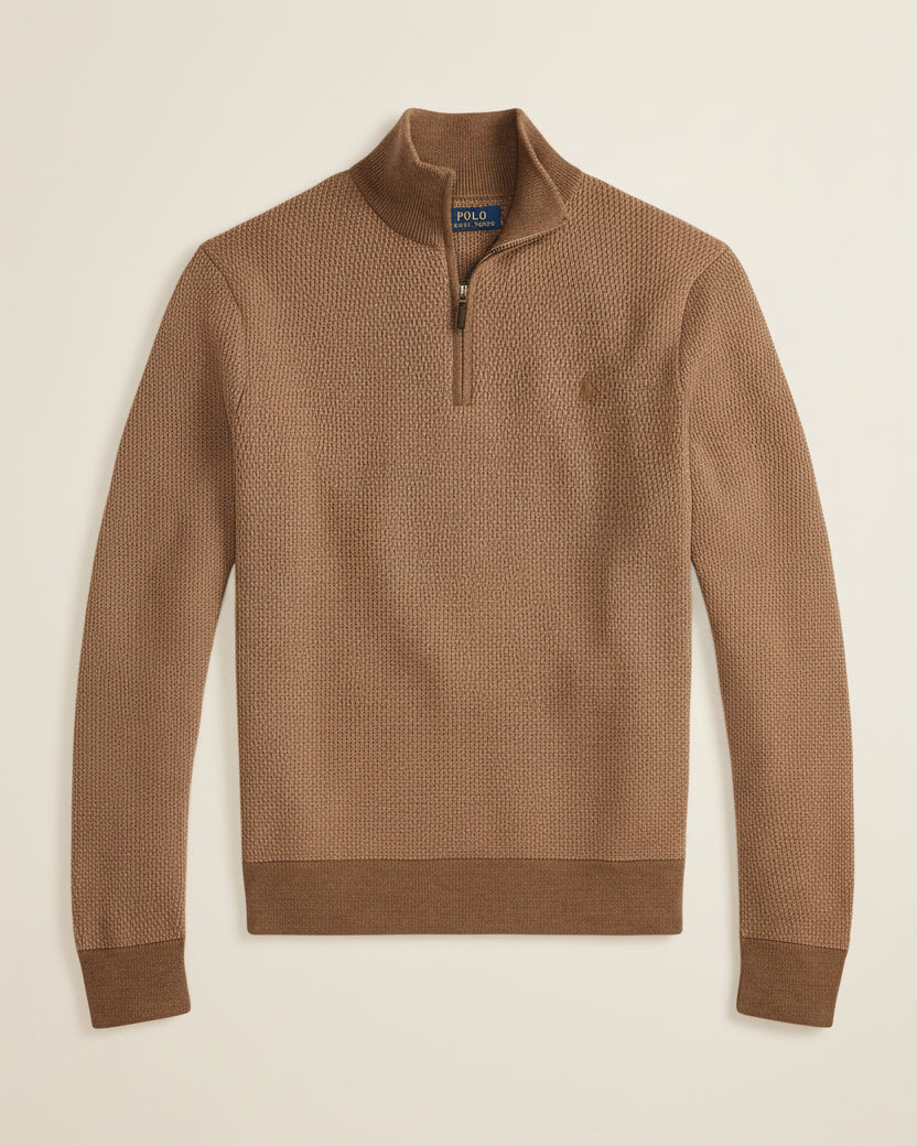 St. Martin Co RL Forest Waffle Half-Zip Knit — detail view