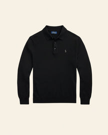 St. Martin Co RL Black Long-Sleeve Knit Polo — detail view
