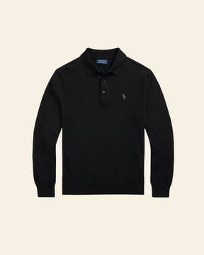 St. Martin Co RL Black Long-Sleeve Knit Polo — detail view